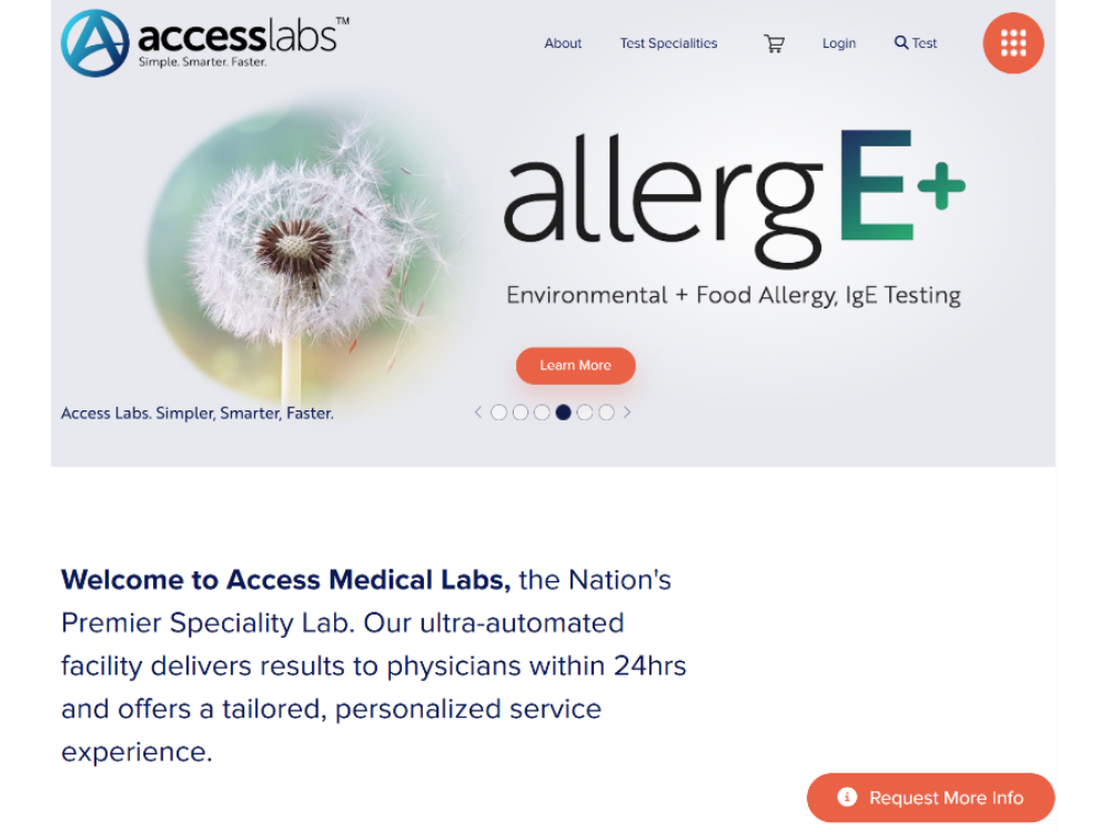 Access Medical Labs website serves as a knowledge base for caller inquiries